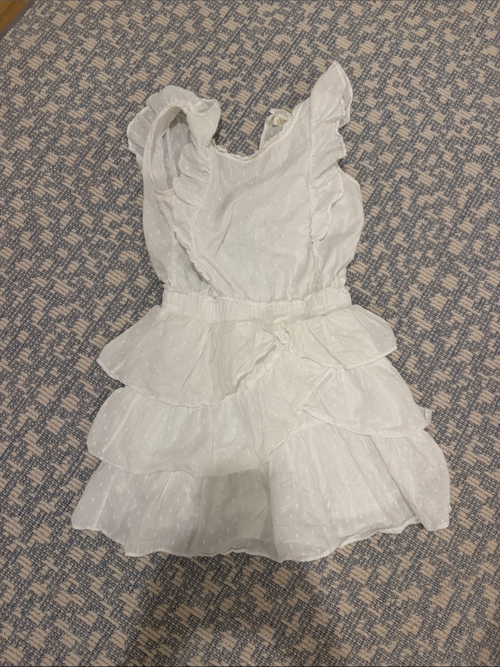 LoveShackFancy White Ruffled Tiered Dress for Girls